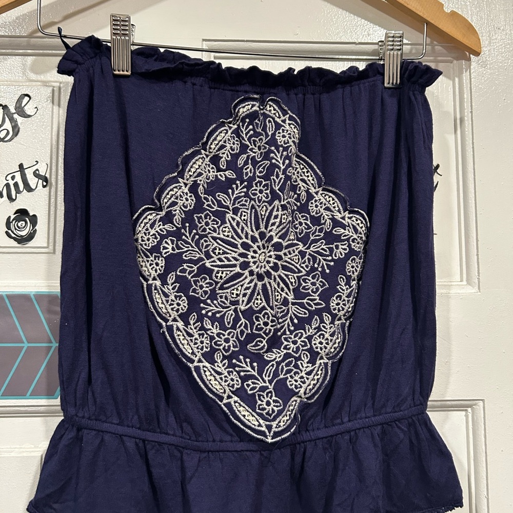 Love on a Hanger Navy Blouse with White Detailing